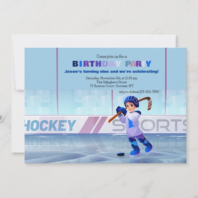 Hockey Player Birthday Invitation (Front)