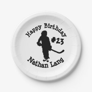 Hockey Player Birthday Paper Plate