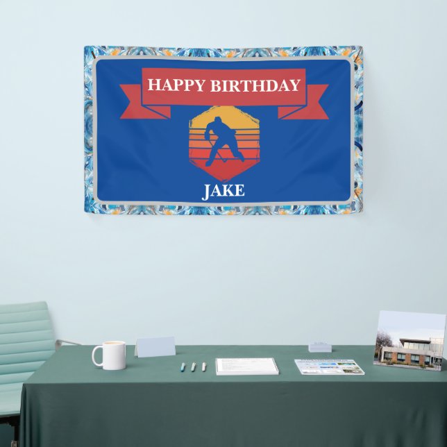 Hockey Player Birthday party Banner (Tradeshow)