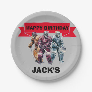 Hockey Player Birthday Party theme Paper Plate