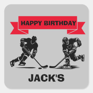 Hockey Player Birthday Party theme Square Sticker