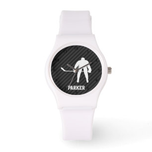 Hockey Player; Black & Dark Grey Stripes Watch