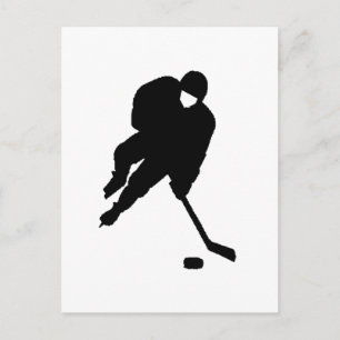 hockey player black postcard