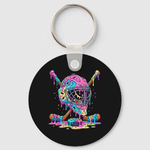 Hockey Player Boys Kids Ice Hockey Dripping Ice Key Ring