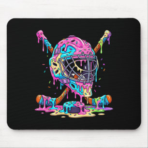 Hockey Player Boys Kids Ice Hockey Dripping Ice Mouse Mat