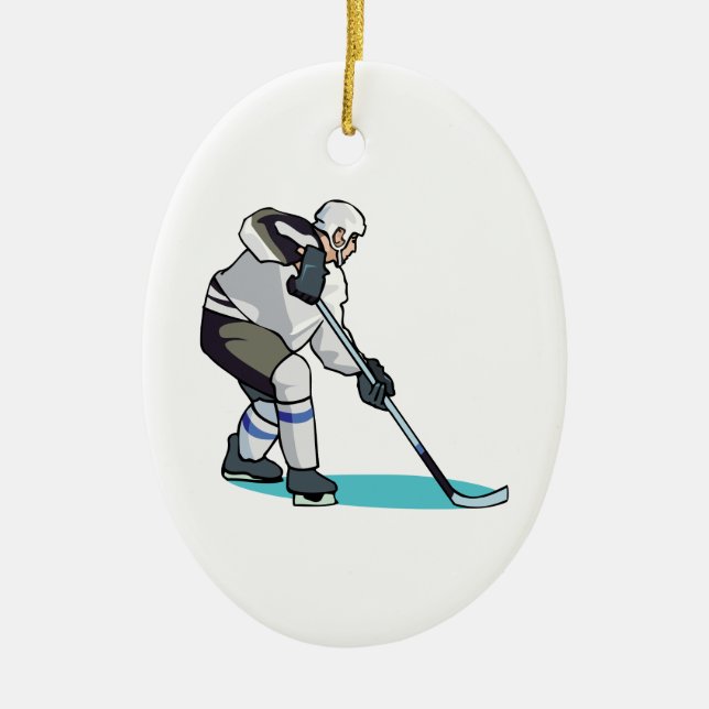 Hockey Player Ceramic Tree Decoration (Front)