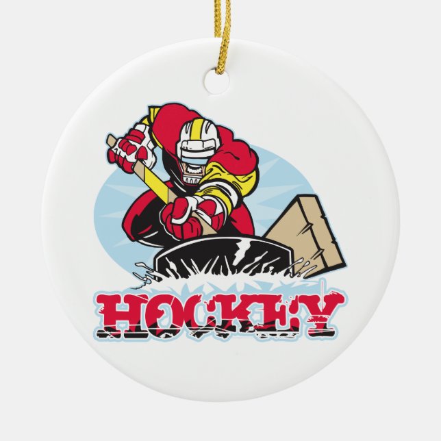 Hockey Player Ceramic Tree Decoration (Front)