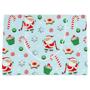 Hockey Player Christmas Holiday Large Gift Bag