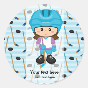 Hockey player classic round sticker