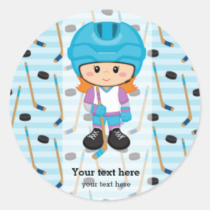 Hockey player classic round sticker
