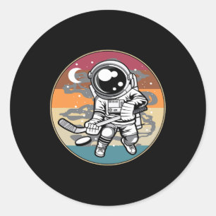 Hockey Player Cosmonaut Boys Kids Gift Astronaut Classic Round Sticker