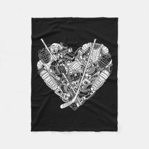 Hockey Player Equipment Heart Shape Love Fleece Blanket