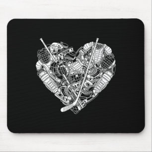 Hockey Player Equipment Heart Shape Love Mouse Mat