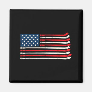 Hockey Player Fan Ice Hockey Aamerican Flag 4th Of Magnet