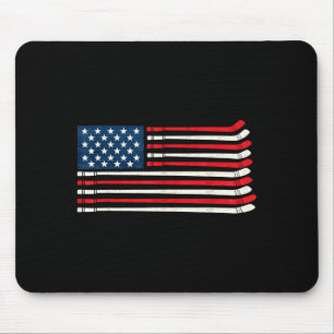 Hockey Player Fan Ice Hockey Aamerican Flag 4th Of Mouse Mat