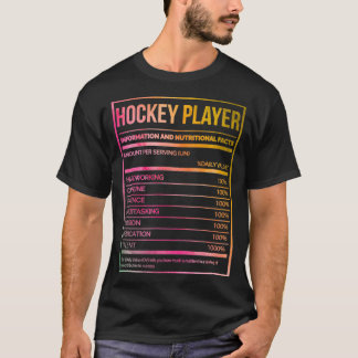 Hockey Player Funny Hockey Nutrition Label in Wate T-Shirt