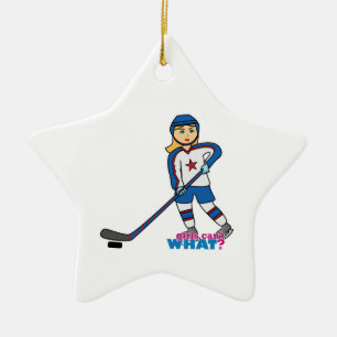 Hockey Player Girl Ceramic Tree Decoration