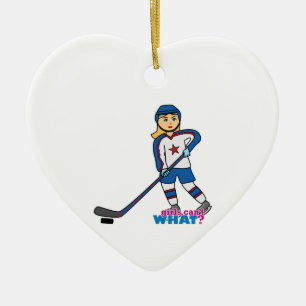 Hockey Player Girl Ceramic Tree Decoration