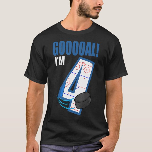 Hockey Player Goal Gooooal I'm 4 Ice Hockey Birthd T-Shirt (Front)