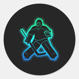 Hockey Player Goalkeeper Men Boys Ice Hockey Goali Classic Round Sticker