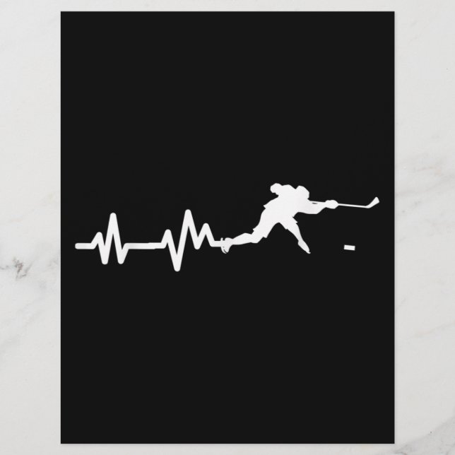 Hockey Player Heartbeat Ice Hockey Custom Letterhead (Front)