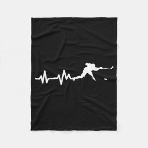 Hockey Player Heartbeat Ice Hockey Fleece Blanket