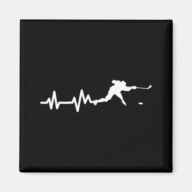 Hockey Player Heartbeat Ice Hockey Gift  Magnet (Front)