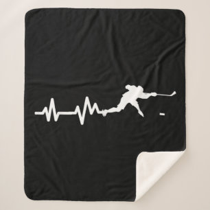 Hockey Player Heartbeat Ice Hockey Sherpa Blanket