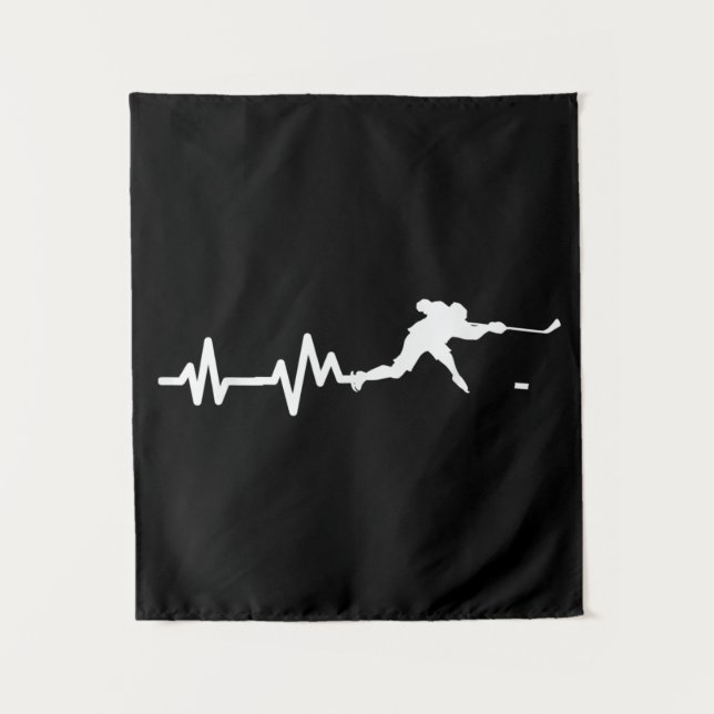 Hockey Player Heartbeat Ice Hockey Tapestry (Front)