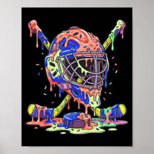 Hockey Player Ice Cream Drip Boys Kids For Ice Poster