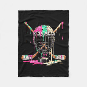 Hockey Player Ice Cream Drip Boys Kids Ice Hockey Fleece Blanket