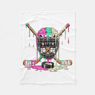 Hockey Player Ice Cream Drip Boys Kids Ice Hockey Fleece Blanket