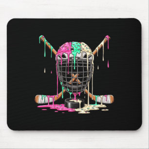 Hockey Player Ice Cream Drip Boys Kids Ice Hockey Mouse Mat