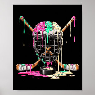 Hockey Player Ice Cream Drip Boys Kids Ice Hockey Poster