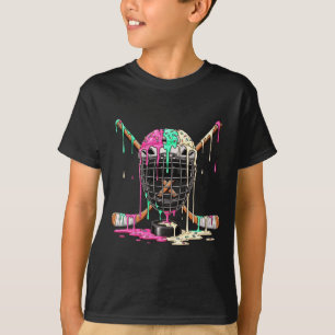 Hockey Player Ice Cream Drip Boys Kids Ice Hockey T-Shirt