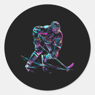 Hockey Player Ice Hockey Performance Classic Round Sticker