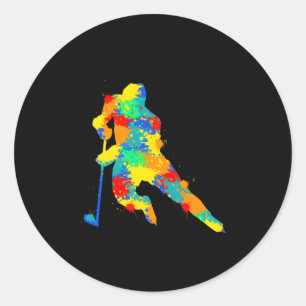 Hockey Player Ice Hockey Youth Classic Round Sticker