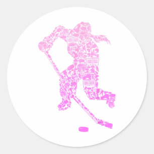 Hockey Player Ice Hockey Youth Girls Women Kids Classic Round Sticker