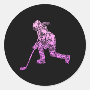 Hockey Player Ice Hockey Youth Women Kids Girls Classic Round Sticker