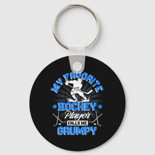Hockey Player Ice My Favorite Hockey Player Calls  Key Ring