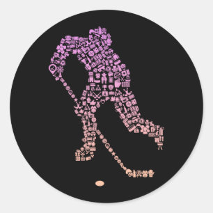 Hockey Player Icon Hockey Player Gear _ Girls Ice Classic Round Sticker
