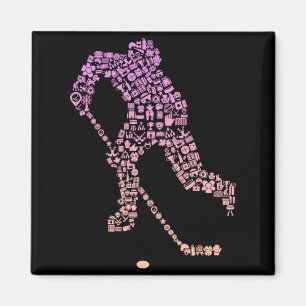 Hockey Player Icon Hockey Player Gear _ Girls Ice Magnet