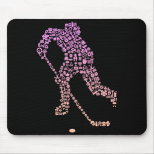 Hockey Player Icon Hockey Player Gear _ Girls Ice Mouse Mat