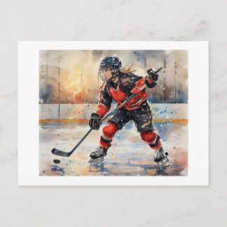 Hockey Player in Action,  Postcard