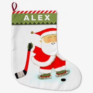 Hockey Player Large Christmas Stocking