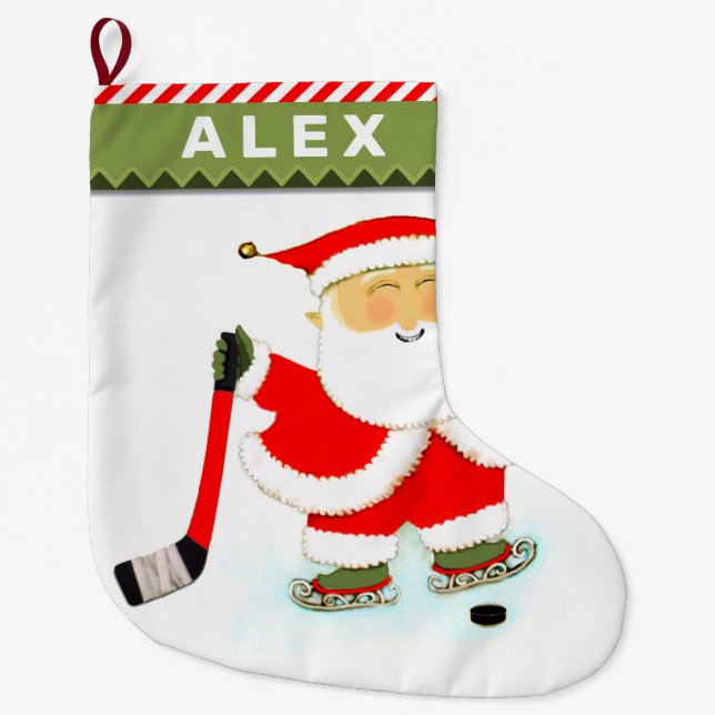 Hockey Player Large Christmas Stocking (Front)