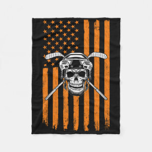 Hockey Player Men Women Skull Hockey Player Americ Fleece Blanket