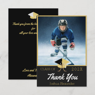 Hockey player Modern Photo graduation class of Thank You Card