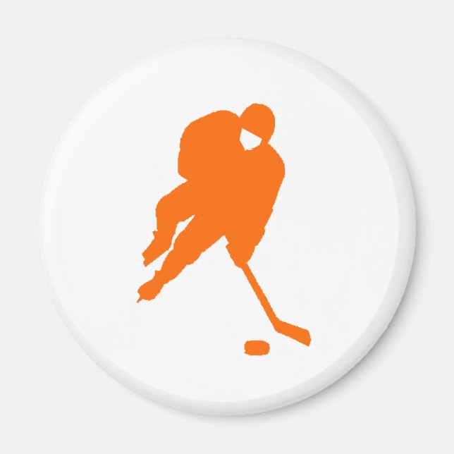 hockey player orange magnet (Front)