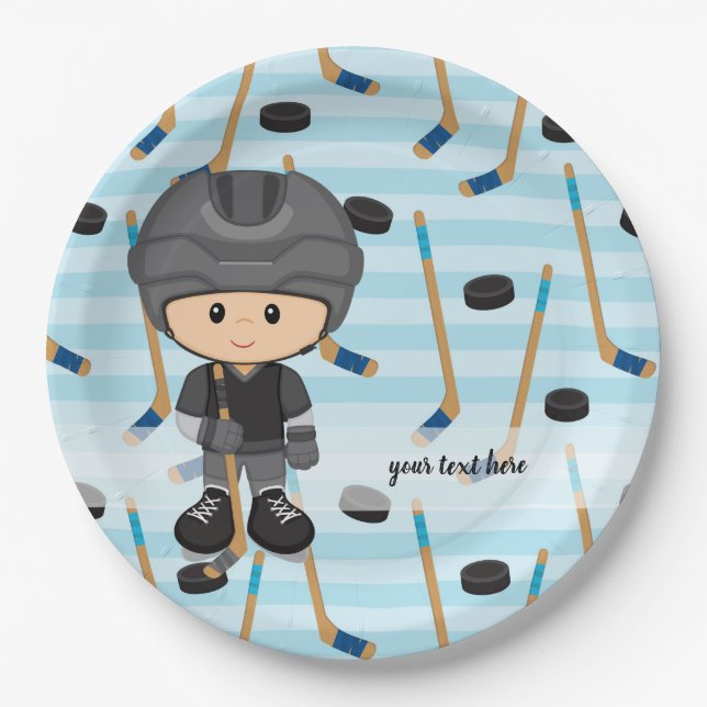 Hockey player paper plate (Front)